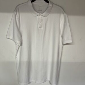 Polo Shirt Mens XL White Short Sleeve Golf Casual Classic Cotton Blend
